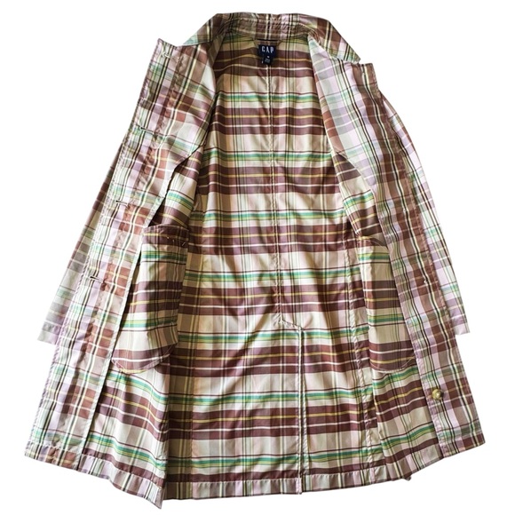 Gap Pastel Plaid Lightweight Trench Coat Jacket | XS - Picture 6 of 10